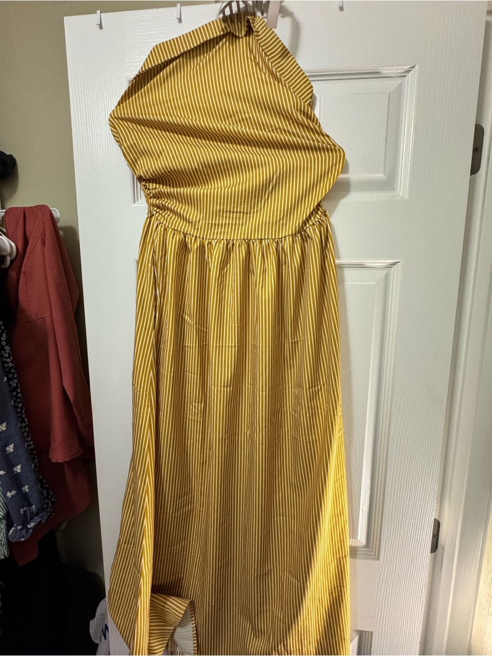 Yellow Striped bandeau Maxi Dress
